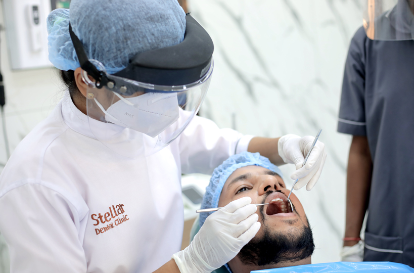 Laser dental procedure in progress